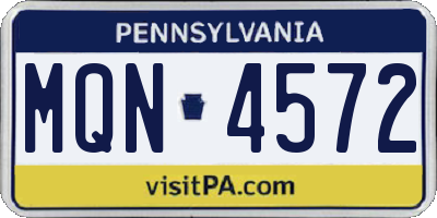 PA license plate MQN4572