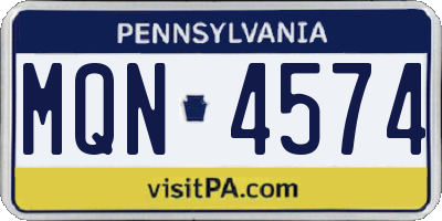PA license plate MQN4574