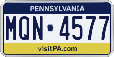 PA license plate MQN4577