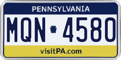 PA license plate MQN4580
