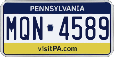 PA license plate MQN4589