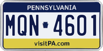 PA license plate MQN4601
