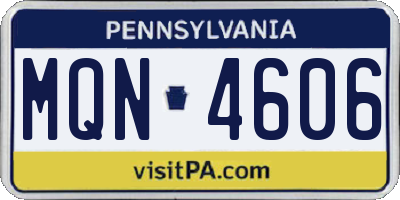 PA license plate MQN4606