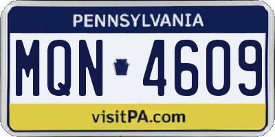 PA license plate MQN4609