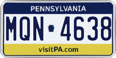 PA license plate MQN4638