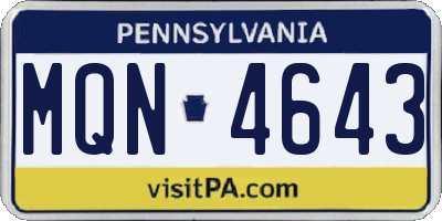 PA license plate MQN4643