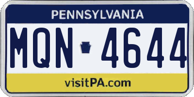 PA license plate MQN4644