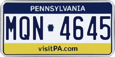 PA license plate MQN4645