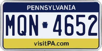 PA license plate MQN4652