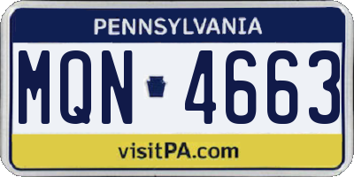 PA license plate MQN4663