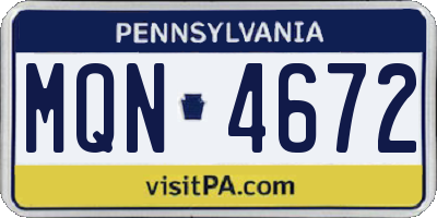 PA license plate MQN4672