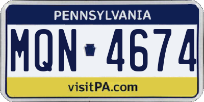 PA license plate MQN4674