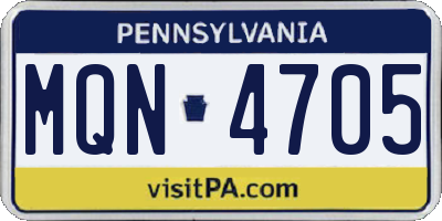 PA license plate MQN4705