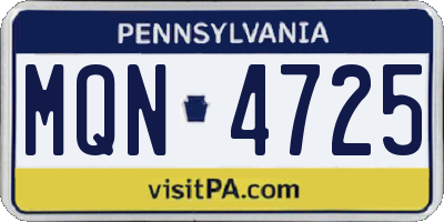 PA license plate MQN4725