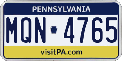 PA license plate MQN4765