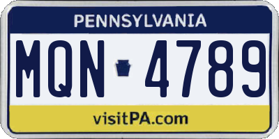 PA license plate MQN4789