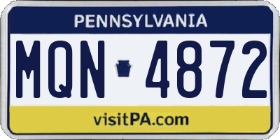 PA license plate MQN4872