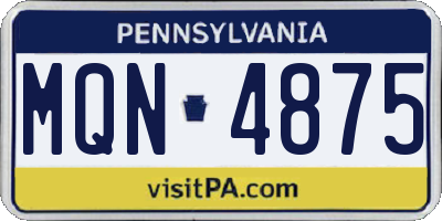 PA license plate MQN4875