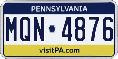PA license plate MQN4876