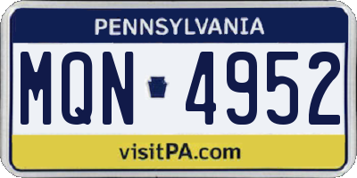 PA license plate MQN4952
