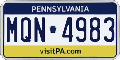PA license plate MQN4983