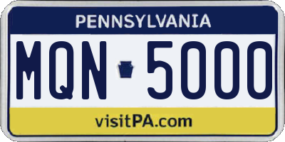 PA license plate MQN5000