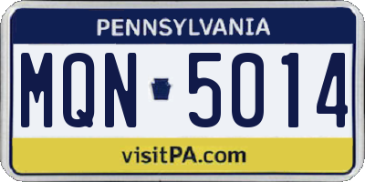 PA license plate MQN5014