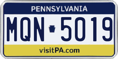 PA license plate MQN5019