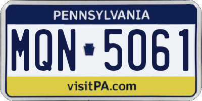 PA license plate MQN5061
