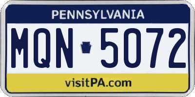 PA license plate MQN5072