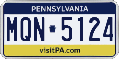 PA license plate MQN5124