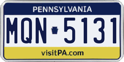 PA license plate MQN5131