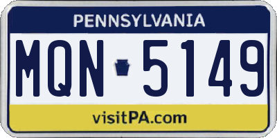 PA license plate MQN5149