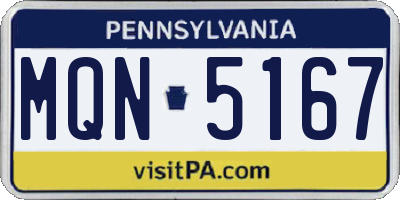 PA license plate MQN5167