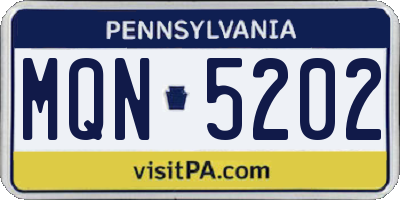 PA license plate MQN5202