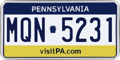 PA license plate MQN5231