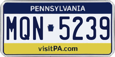 PA license plate MQN5239