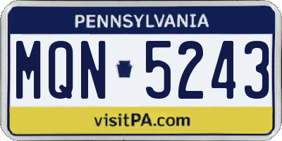 PA license plate MQN5243