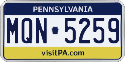 PA license plate MQN5259