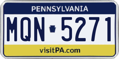 PA license plate MQN5271