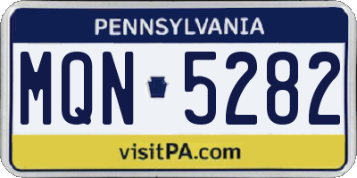 PA license plate MQN5282
