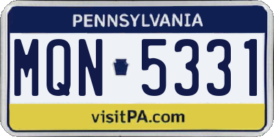 PA license plate MQN5331