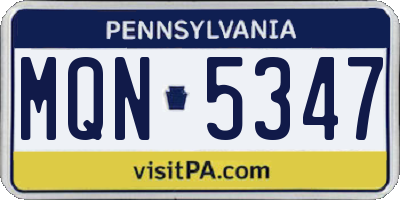 PA license plate MQN5347