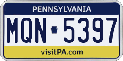 PA license plate MQN5397