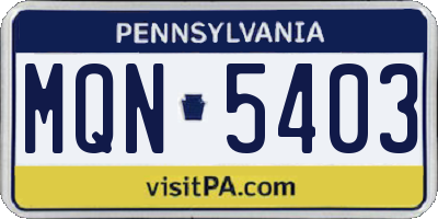 PA license plate MQN5403
