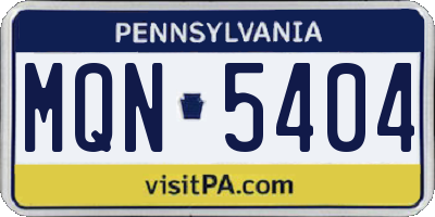 PA license plate MQN5404
