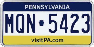 PA license plate MQN5423
