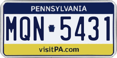 PA license plate MQN5431