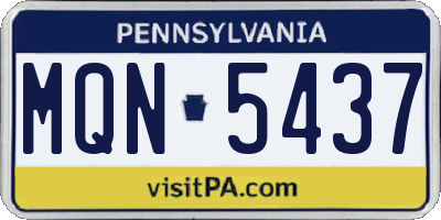PA license plate MQN5437