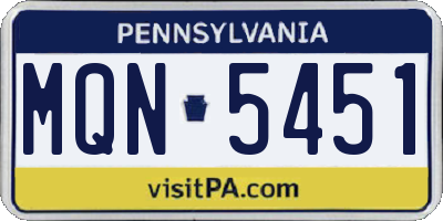 PA license plate MQN5451